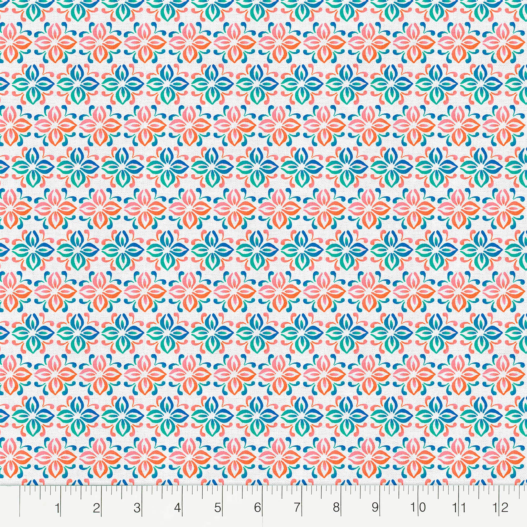 Fabric Editions White Belle Geometric Cotton Fabric